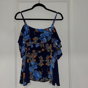 Off the shoulder, floral blouse.